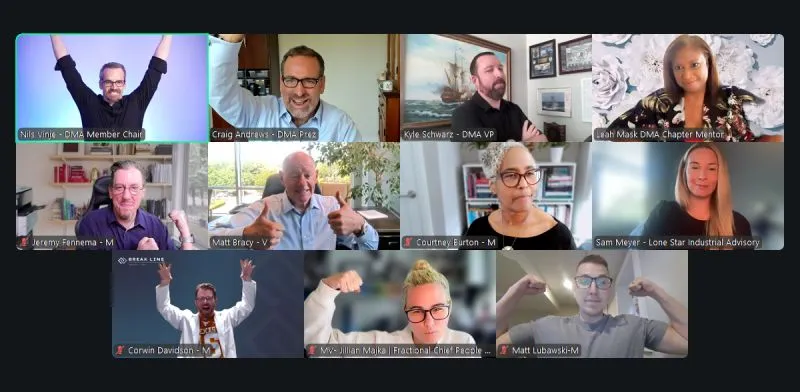 A live Dealmakers Alliance chapter meeting on Zoom