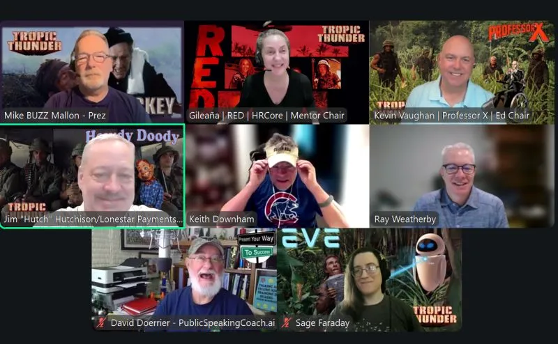 A live Tropic Thunder chapter meeting on Zoom