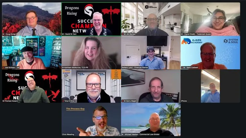 A live Dragons Rising chapter meeting on Zoom